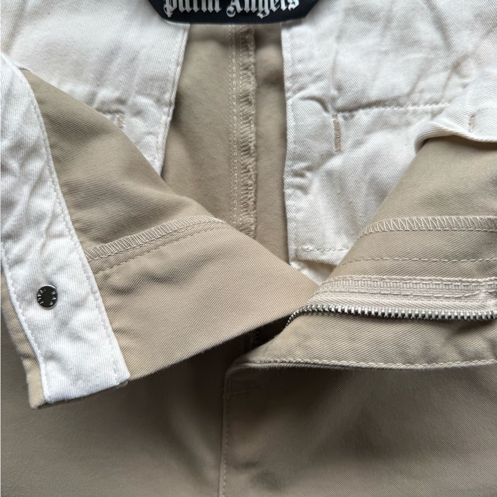 Palm Angels PMCG005S23FAB002 Waistband Logo Chino Pants Beige Size L Worn 2x - Picture 4 of 9